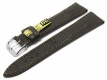 Luxus-Uhrenband Monarch 19mm dbraun Ober- & Unterleder echt Alligator matt handgen&auml;ht v. RIOS (Schlie&szlig;enansto&szlig; 16 mm)