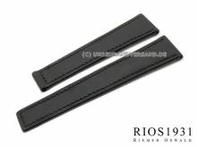 Uhrenarmband Vision 22mm schwarz Juchtenleder f&uuml;r Faltschlie&szlig;e von RIOS (Schlie&szlig;enansto&szlig; 18 mm)