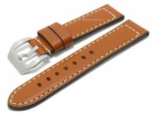 Uhrenarmband Firenze 24/24mm braun RIOS f&uuml;r OFFICINE PANERAI wei&szlig;e Naht (Schlie&szlig;enansto&szlig; 24 mm)