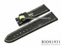 Uhrenarmband Pisa 24mm schwarz echt Alligator f&uuml;r Officine Panerai RIOS (Schlie&szlig;enansto&szlig; 22 mm)