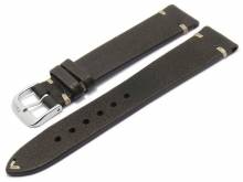 BIO-Leder: Uhrenarmband Inzell 19mm dunkelbraun genarbt rustikale Optik helle Naht von RIOS (Schließenanstoß 16 mm)