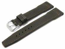 BIO-Leder: Uhrenarmband Landsberg 20mm dunkelbraun genarbt Aviator-Look abgen&auml;ht von RIOS (Schlie&szlig;enansto&szlig; 18 mm)