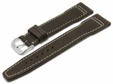 BIO-Leder: Uhrenarmband Sonthofen 20mm dunkelbraun genarbt Aviator-Look helle Naht von RIOS (Schlie&szlig;enansto&szlig; 18 mm)
