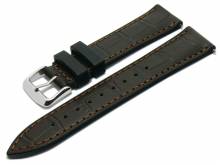 Hybrid-Uhrenarmband Fusion 18mm dunkelbraun Leder/Silikon Alligator-Pr&auml;gung mit EASY-CLICK von RIOS (Schlie&szlig;e 16 mm)