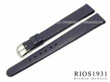 Uhrarmband Diplomat Clip XL 10mm fester Steg blau glatt echt Leder RIOS (Schließenanstoß 08 mm)