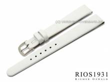 Uhrarmband Diplomat Clip XL 10mm fester Steg weiß glatt echt Leder RIOS (Schließenanstoß 08 mm)