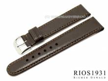 Uhrenarmband Arizona Clip 18mm fester Steg dunkelbraun abgenäht von RIOS (Schließenanstoß 16 mm)
