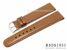 Uhrenarmband Arizona Clip 18mm fester Steg hellbraun abgenäht von RIOS (Schließenanstoß 16 mm)