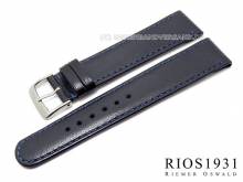 Uhrenarmband Arizona Clip 18mm fester Steg blau abgenäht von RIOS (Schließenanstoß 16 mm)