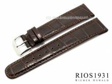 Uhrenarmband Argentina Clip 18mm fester Steg d.braun Allig.-Präg. RIOS (Schließenanstoß 16 mm)