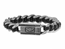 Schmuck-Armband Shock II Edelstahl antik-schwarz mit Ledereinlage Magnet-Verschluss von POLICE - Bandl&auml;nge ca. 22cm
