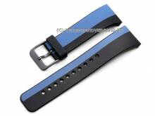 Uhrenarmband 24mm schwarz/blau Kunststoff für Samsung Gear S2 Smartwatches (Schließenanstoß 20 mm)