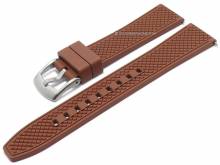 Uhrenarmband 22mm mittelbraun FKM-Rubber sportiv mit Struktur & EASY-CLICK Stegen (Schlie&szlig;enansto&szlig; 20 mm)