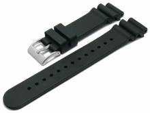 Uhrenarmband 22mm schwarz Premium-Rubber (FKM) Taucherband matt (Schließenanstoß 20 mm)