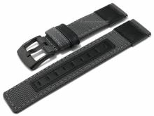 Uhrenarmband 19mm grau/schwarz Canvas/Leder abgen&auml;ht Schlie&szlig;e schwarz mit EASY-CLICK (Schlie&szlig;enansto&szlig; 19 mm)