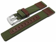 Uhrenarmband 19mm olivgr&uuml;n/braun Canvas/Leder abgen&auml;ht mit EASY-CLICK (Schlie&szlig;enansto&szlig; 19 mm)