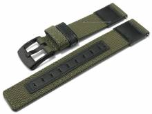 Uhrenarmband 19mm olivgr&uuml;n/schwarz Canvas/Leder abgen&auml;ht Schlie&szlig;e schwarz mit EASY-CLICK (Schlie&szlig;enansto&szlig; 19 mm)
