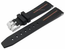 Uhrenarmband 20mm schwarz/orange Rubber mit Rundansto&szlig; passend f&uuml;r MOONSWATCH, OMEGA, ROLEX u.a. (Schlie&szlig;enansto&szlig; 18 mm)