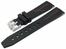 Uhrenarmband 20mm schwarz/rot Rubber mit Rundansto&szlig; passend f&uuml;r MOONSWATCH, OMEGA, ROLEX u.a. (Schlie&szlig;enansto&szlig; 18 mm)