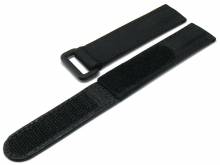 Uhrband 20mm schwarz Nylon/Leder Klettversvchluß passend für Sportuhren etc. (Schließenanstoß 20 mm)