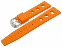 Uhrenarmband 21mm orange Silikon Retro Racing-Look mit EASY-CLICK Stegen (Schließenanstoß 18 mm)