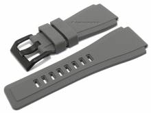 Uhrenarmband 26mm grau Silikon schwarze Schließe passend für Bell & Ross u.a. Uhren (Schließenanstoß 24 mm)