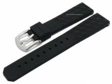 Uhrenarmband 20mm schwarz Silikon passend f&uuml;r SEIKO etc. Waffelmuster mit EASY-CLICK Stegen (Schlie&szlig;enansto&szlig; 18 mm)