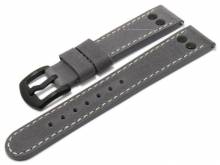 Uhrenarmband 22mm grau Leder EASY-CLICK schwarze Nieten passend f&uuml;r TW Steel-Uhren u.a. (Schlie&szlig;enansto&szlig; 20 mm)
