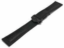 Uhrband ScLB194 22mm schwarz Leder Faltschließe schwarz pass. für TAG Heuer Monaco u.a. Uhren (Schließe 18 mm)