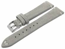 Uhrenarmband XL 21mm grau Leder velourartig helle Naht mit Schnellwechselstegen (Schlie&szlig;enansto&szlig; 18 mm)