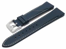 Uhrenarmband 22mm mittelblau Leder EASY-CLICK sportiv helle Naht f&uuml;r SEIKO (Schlie&szlig;enansto&szlig; 20 mm)