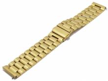 Uhrenarmband 23mm goldfarben Edelstahl massiv geb&uuml;rstet Faltschlie&szlig;e mit Schnellwechsel-Stegen