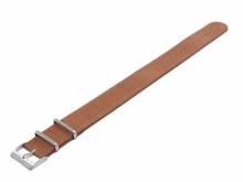 Uhrenarmband 21mm hellbraun Leder Vintage-Look abgenäht Durchzugsband NATO-Style