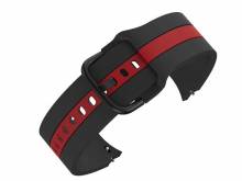 Uhrband 20mm schwarz Silikon roter Streifen Rundanstoß EASY-CLICK für SAMSUNG Galaxy Watch4&5 (Schließenanstoß 20 mm)