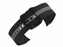 Uhrband 20mm schwarz Silikon grauer Streifen Rundanstoß EASY-CLICK für SAMSUNG Galaxy Watch4&5 (Schließenanstoß 20 mm)