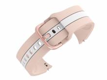 Uhrband 20mm pink Silikon wei&szlig;er Streifen Rundansto&szlig; EASY-CLICK f&uuml;r SAMSUNG Galaxy Watch4&5 (Schlie&szlig;enansto&szlig; 20 mm)