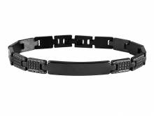 Schmuck-Armband Edelstahl massiv schwarz poliert mit Gravurplatte - Bandl&auml;nge ca. 19cm