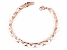 Schmuck-Armband Edelstahl/Keramik ros�goldfarben/wei&szlig; - Bandl&auml;nge ca. 20cm