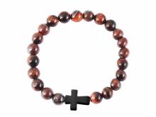 Schmuck-Armband Zugband Naturstein/Edelstahl braun/schwarz - Bandl&auml;nge ca. 17cm