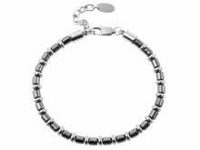 Schmuck-Armband Edelstahl massiv silberfarben/anthrazit poliert - Bandl&auml;nge ca. 18cm