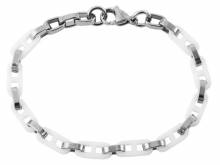 Schmuck-Armband Edelstahl/Keramik silberfarben/wei&szlig; - Bandl&auml;nge ca. 21cm