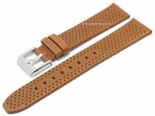 Uhrenarmband Flex Perfo 22mm hellbraun HORWEEN-Leder mit EASY-CLICK von STAILER (Schließenanstoß 20 mm)