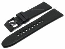 Uhrenarmband 26mm schwarz Leder genarbt matt Schließe schwarz passend für Diesel (Schließenanstoß 24 mm)