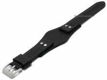 Uhrenarmband 22mm schwarz Leder mit Lederunterlage & 2 Nieten passend für FOSSIL (Schließenanstoß 22 mm)