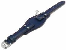 Original Ersatz-Uhrenarmband 16mm mittelblau Leder rote Naht mit Lederunterlage & Charm-Anh&auml;nger von s.Oliver