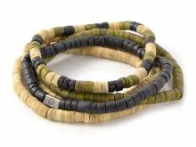 (Schmuck-) Armband-Set 5-teilig Kokosnuss gr&uuml;n/beige/schwarz von LUCLEON - Bandl&auml;nge ca. 20cm