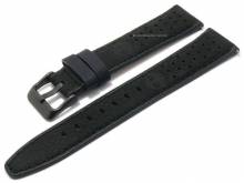 Uhrenarmband TIMBERLAND 20mm schwarz Leder Racing-Look mit Schnellwechsel-Federstegen & Adapter für Apple 38/40 mm