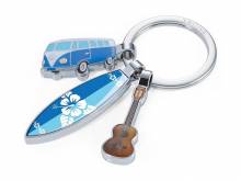 Schl&uuml;sselanh&auml;nger/Taschenanh&auml;nger Surfmate T1 blau/wei&szlig;/braun VW-Bus T1 Surfbrett Gitarre