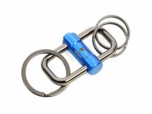 Schl&uuml;sselanh&auml;nger/Organizer 2-WAY KEY gunmetal/blau mit Schiebemechanismus & 3 Schl&uuml;sselringen