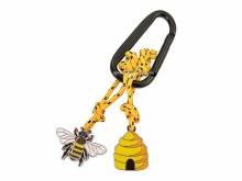 Schl&uuml;sselanh&auml;nger/Taschenanh&auml;nger Maja silberfarben/gelb mit Biene, Bienenstock & Karabiner